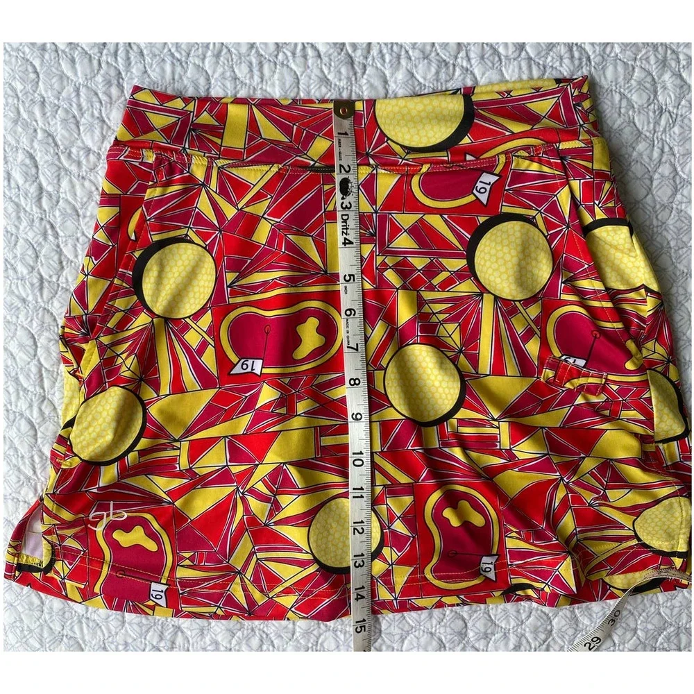 Golf Bella Angle Shot Straight Skort Red Yellow Size Small